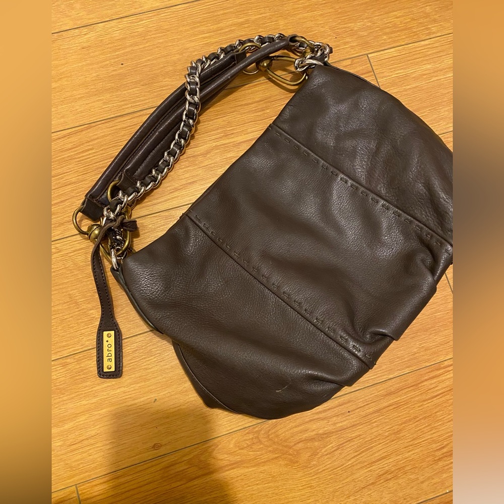 Calvin Klein Genuine Leather Shoulder Bag Brown